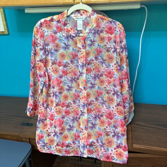 Appleseed's Sheer Floral Print Blouse, PL - Picture 1 of 5